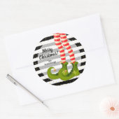 Sticker Rond Elf Legs Merry Christmas (Enveloppe)