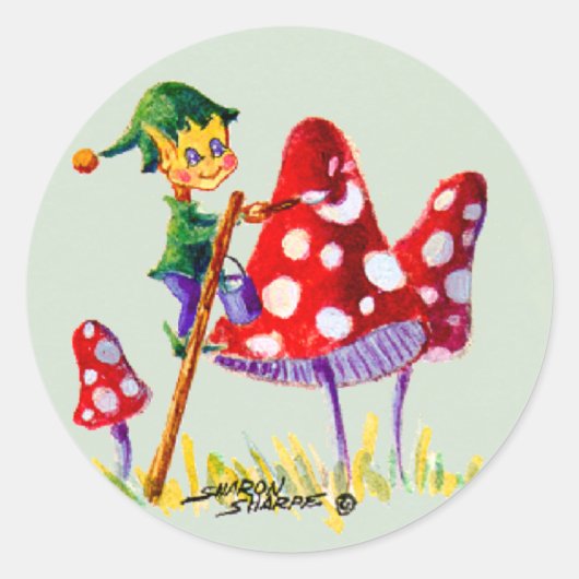 Sticker Rond ELF PEINTURE MUSHROOM par SHARON SHARPE (Devant)
