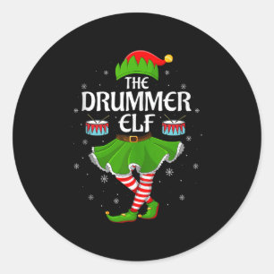 Sticker Rond Elfe batteur de Noël Famille Filles Femmes Elfe Sq