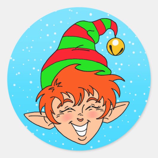 Sticker Rond Elfe de Noël souriant (Devant)