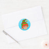 Sticker Rond Elfe de Noël souriant (Enveloppe)