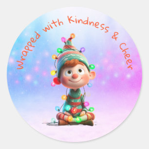 Sticker Rond Elfe enchanté Noël au Pôle Nord