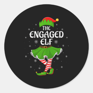 Sticker Rond Elfe fiancé Noël Famille Filles Femmes Elfe Équipe