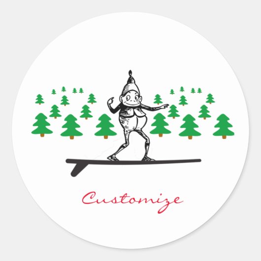 Sticker Rond Elfe sur la planche de surf Thunder_Cove (Devant)