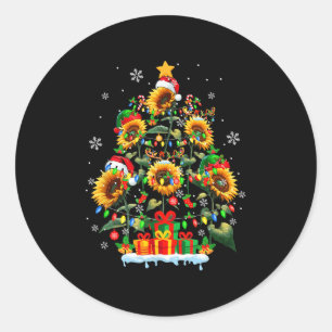 Sticker Rond Elfes de rennes du Père Noël Tournesols comme fleu