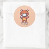 Sticker Rond Éliminateur de masque pour ours mignon personnalis (Sac)