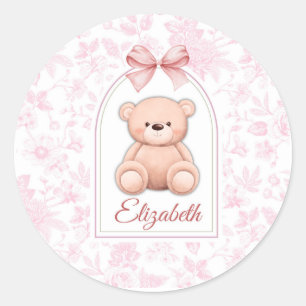 Sticker Rond Elizabeth   Conception personnalisée d'ours en pel