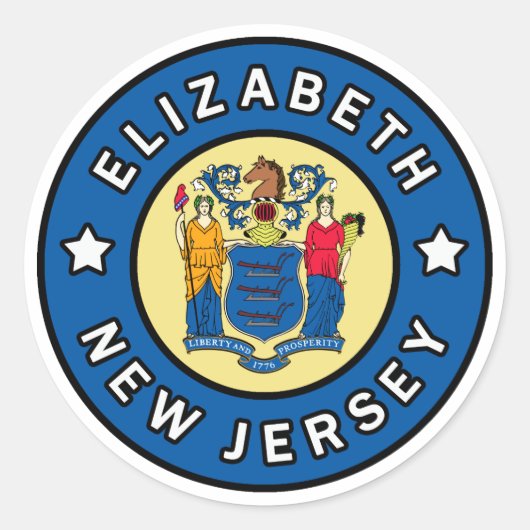 Sticker Rond Elizabeth New Jersey (Devant)