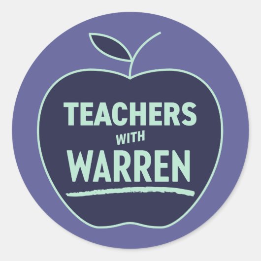 Sticker Rond Elizabeth Warren - Enseignants avec Warren (Devant)