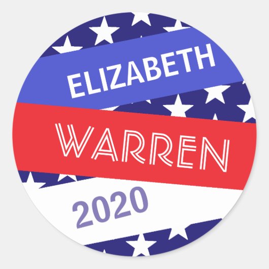 Sticker Rond Elizabeth Warren pour la présidente 2020 (Devant)