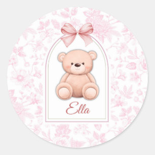 Sticker Rond Ella   Conception personnalisée d'ours en peluche 