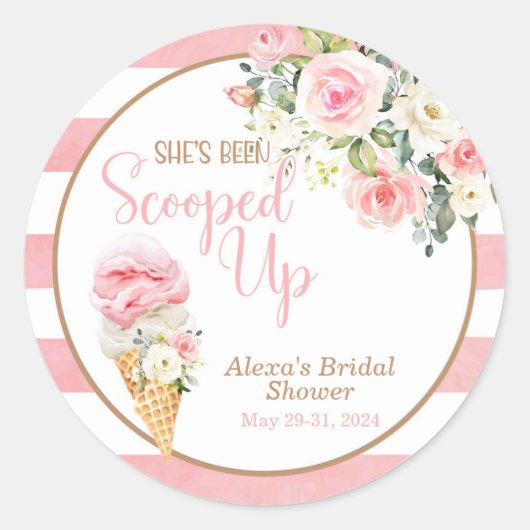 Sticker Rond Elle a été ramassée (Rayure) Personnalisé  (Devant)