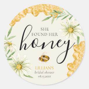 Sticker Rond Elle a Trouvé Sa Lune de Miel Floral Fête de Maria