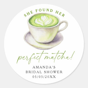 Sticker Rond Elle a trouvé sa parfaite douche nuptiale matcha