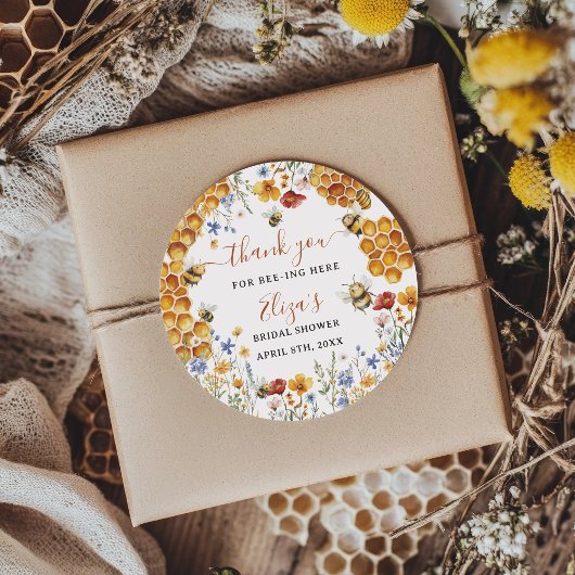 Sticker Rond Elle a Trouvé Son Abeille Merci Baby Shower