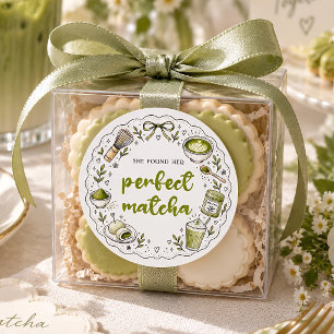 Sticker Rond Elle a trouvé son cadeau de douche de mariage matc