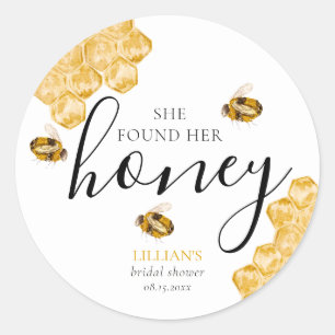 Sticker Rond Elle a trouvé son cadeau de fête prénuptiale abeil