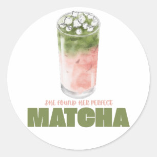 Sticker Rond Elle a trouvé son design matcha parfait Cute Mat