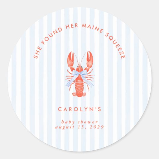 Sticker Rond Elle A Trouvé Son Homard Côtier De Maine Squeeze (Devant)