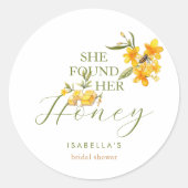 Sticker Rond Elle A Trouvé Son Miel Abeille Fête des mariées Fl (Devant)