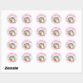 Sticker Rond Elle est deux mignonne fille 2e anniversaire boho  (Feuille)