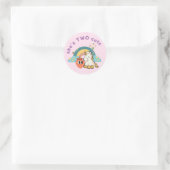 Sticker Rond Elle est deux mignonne fille 2e anniversaire boho  (Sac)