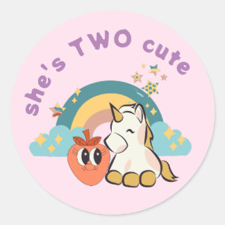 Sticker Rond Elle est deux mignonne fille 2e anniversaire boho 