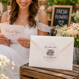 Sticker Rond Elle est hors de la douche de mariage du stand de 