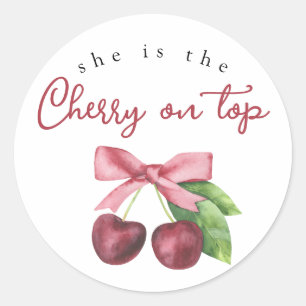 Sticker Rond Elle est la cerise sur le gâteau baby shower