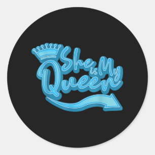 Sticker Rond Elle Est Ma Reine Pour Hommes Tenues De Couple Cor