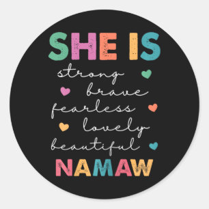 Sticker Rond Elle Est Namaw Religieux Croyants Versets Christia