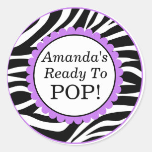 Sticker Rond Elle est prête à sauter, baby shower d'impressio
