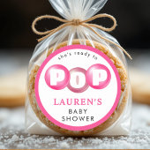 Sticker Rond Elle est prête à taper Bubblegum Baby shower fille