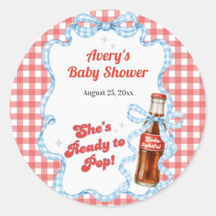 Sticker Rond Elle est prête Pop Soda Baby Shower Garçon