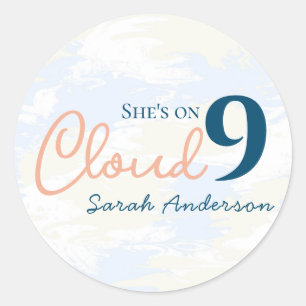 Sticker Rond Elle est sur Cloud 9 Fête des mariées minimaliste