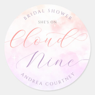 Sticker Rond Elle est sur Cloud neuf Fête des mariées rose past
