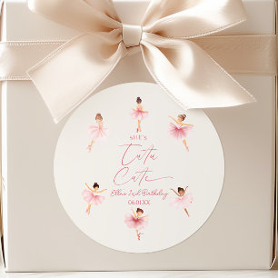 Sticker Rond Elle est Tutu mignonne rose Ballerina 2e fête d'an