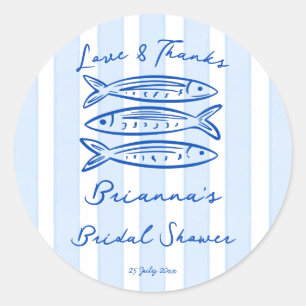 Sticker Rond Elle est un mariage de sardines pêche douche nupti