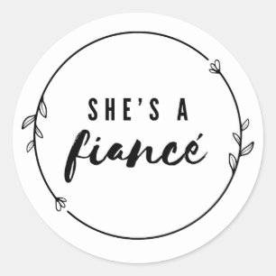 Sticker Rond Elle est une Élégante Fiançailles Fête de Mariage