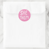 Sticker Rond ELLE / EUX Pronononounes Pink Handlettering ensemb (Sac)