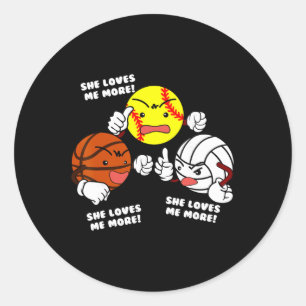 Sticker Rond Elle m'aime plus drôle Softll Sketll Volleyll
