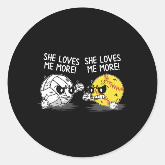 Sticker Rond Elle M'Aime Plus Volleyball Softball Sports S (Devant)