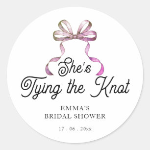Sticker Rond Elle noue la fête de la mariée de noeud Pink Bow