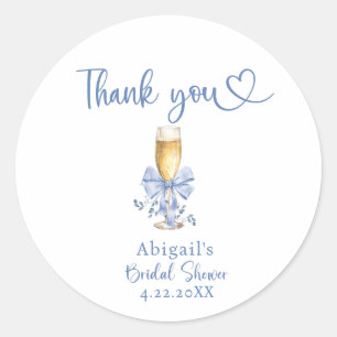 STICKER ROND ELLE NOUE LE NOEUD BLEU BRIDAL SHOWER 
