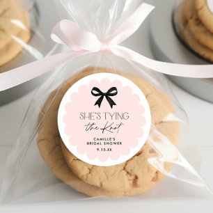 Sticker Rond Elle Noue Le Nœud Bow Baby Shower