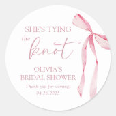 Sticker Rond Elle Noue le Nœud Coquette Fête de Mariage (Devant)