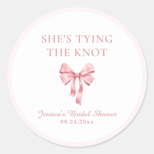 Sticker Rond Elle noue le noeud Douche Coquette rose douce (Devant)