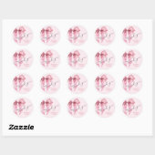 Sticker Rond Elle noue le nœud Rose Pink Mariage Merci (Feuille)