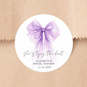 Sticker Rond Elle Noue Le Nœud Rose Violet Enterrement de Vie d