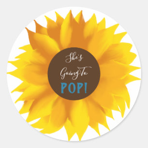 Sticker Rond Elle va faire du tournesol